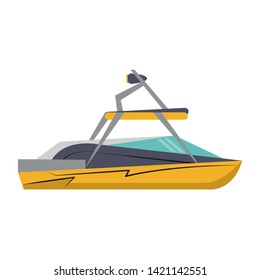 Sport boat side view isolted cartoon vector illustration graphic design