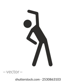 pose de cuerpo deportivo, ícono de ejercicio físico, entrenamiento en el gimnasio o en casa, persona en forma flexible, atleta Ilustración vectorial plana