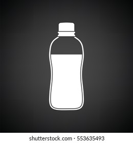 Sport bottle of drink icon. Black background with white. Vector illustration.