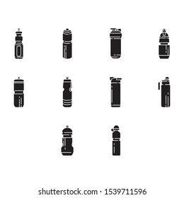 sport bottle icon set flat black over white background. vector illustration