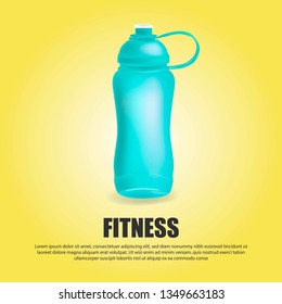 Sport bottle vector sportive water bottled drink thermo and fitness plastic energy beverage with straw illustration sporting set of bottling flask isolated on white background