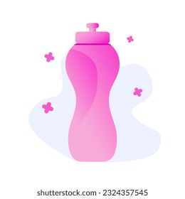 Sport bottle water pink color. Vector illustration isolated on white background.