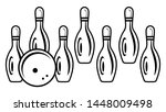 Sport | Bowling Pins with Ball Vector Illustration Silhouette
