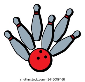 Sport | Bowling Pins with Ball Vector Illustration Silhouette