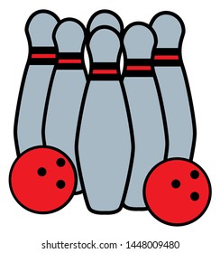 Sport | Bowling Pins with Ball Vector Illustration Silhouette