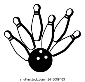 Sport | Bowling Pins with Ball Vector Illustration Silhouette