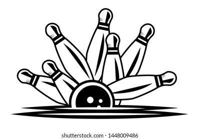 Sport | Bowling Pins with Ball Vector Illustration Silhouette