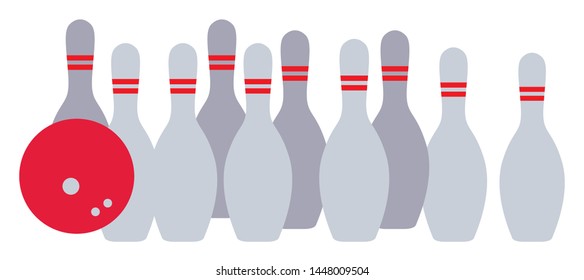 Sport | Bowling Pins with Ball Vector Illustration Silhouette