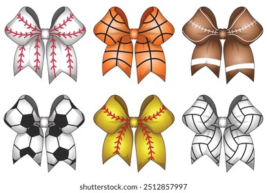 Sport Bows clipart, basketball, football, volleyball, baseball