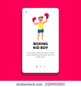 sport boxing kid boy vector. boxer exercise, young training, gloves person sport boxing kid boy web flat cartoon illustration