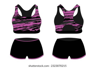 Sport Bra, front and back view Standard Uniform design Vector illustration