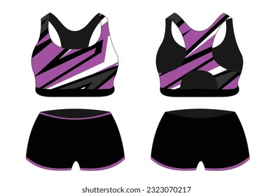 Sport Bra, front and back view Standard Uniform design Vector illustration