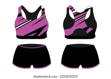 Sport Bra, front and back view Standard Uniform design Vector illustration