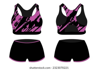 Sport Bra, front and back view Standard Uniform design Vector illustration