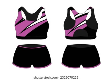 Sport Bra, front and back view Standard Uniform design Vector illustration