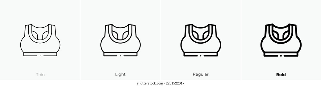 sport bra icon. Thin, Light Regular And Bold style design isolated on white background