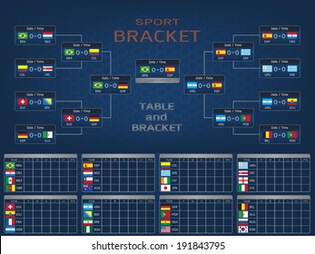 Sport Bracket And Score Table With National Flags