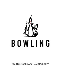 ramo de esporte com logotipo de boliche, silhueta preta minimalista simples com bola de boliche e pinos, legal como um modelo de ilustração de design vetorial
