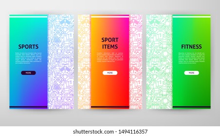 Sport Brochure Web Design. Vector Illustration of Outline Template.