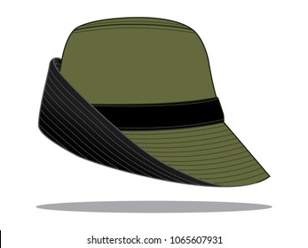 Sport bucket hat design with army/black colors vector