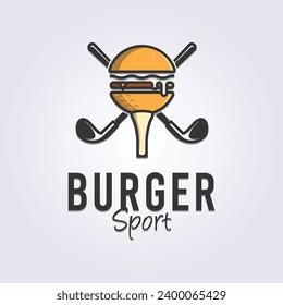 hamburguesa deportiva, logo de la hamburguesa de golf, diseño vectorial, logo creativo