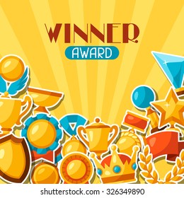 Sport or business award sticker icons background.