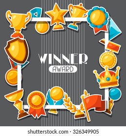 Sport or business award sticker icons background.