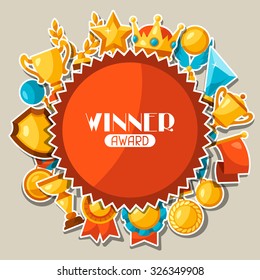 Sport or business award sticker icons background.