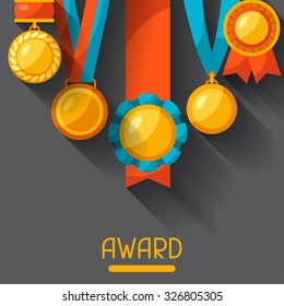 Sport or business background with medal award.