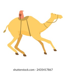 Sport camel running icon cartoon vector. Traditional fast riding. Sport arab fun