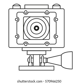 Sport camera, action camera isolated on white background. Vector illustration in line style