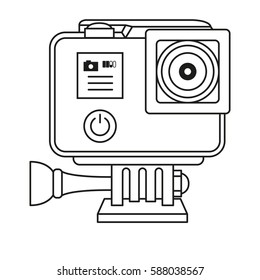 Sport camera, action camera isolated on white background. Vector illustration in line style.