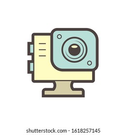 Sport camera and photography equipment vector icon design on white.
