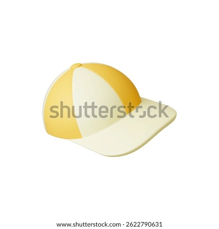 Sport cap 3d design. Isolated hat, sporty accessory. Uniform element for fast food restaurant manager, promoter, delivery man. Realistic rendering vector icon