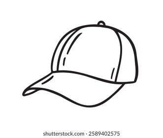 Sport cap doodle hand drawn icon. Outline drawing cap line clipart symbol. Vector illustration