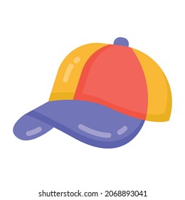 Sport cap in flat style icon, 