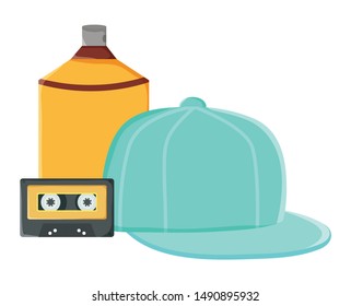 sport cap youth accessory with cassette and spray paint
