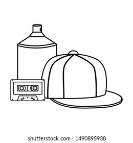 sport cap youth accessory with cassette and spray paint