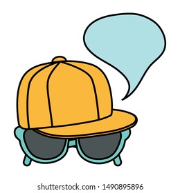 sport cap youth accessory with sunglasses and speech bubble