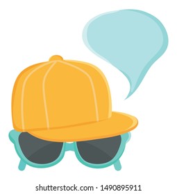sport cap youth accessory with sunglasses and speech bubble