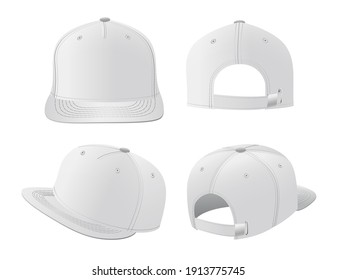 Sport caps mockup set, realistic design vector illustration on white background