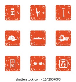 Sport captain icons set. Grunge set of 9 sport captain vector icons for web isolated on white background