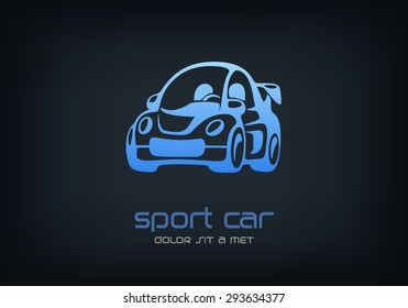Sport Car Abstract Logo funny vector design element template, Race and auto repair service Logotype, Vector illustration Eps 10