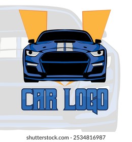 VECTOR DE PLANTILLA DE DISEÑO DE LOGOTIPO DE PREMIUM AZUL DE COCHE DEPORTIVO