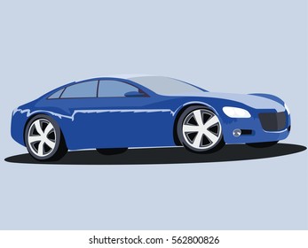 Sport car blue realistic vector illustration isolated