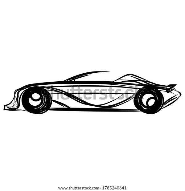 Sport car bolid prototype cabriolet logo icon sign\
Hand drawn ink painted sketch Modern design style Fashion print\
clothes apparel greeting invitation card online shop studio banner\
poster flyer room