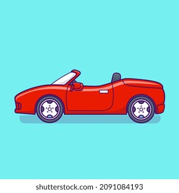 Sport Car Cartoon Vector Icon Illustration. Transportation Object 
Icon Concept Isolated Premium Vector. Flat Cartoon Style
