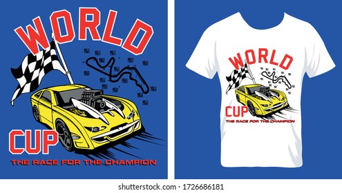 sport car cup t-shirt design print