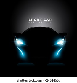 Sport Car In Dark Front View 