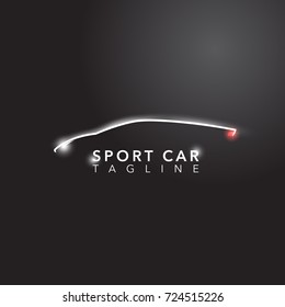 Sport Car In Dark Side View Vector